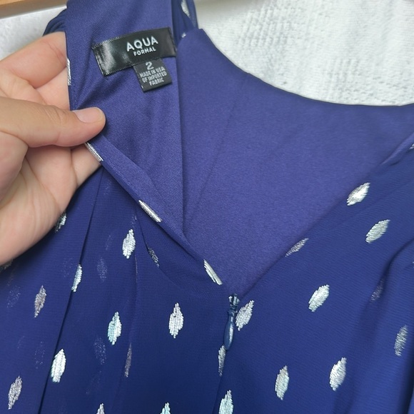 Betsy & Adam Petite Printed Ruffled Halter Gown sz 2 - Picture 10 of 11